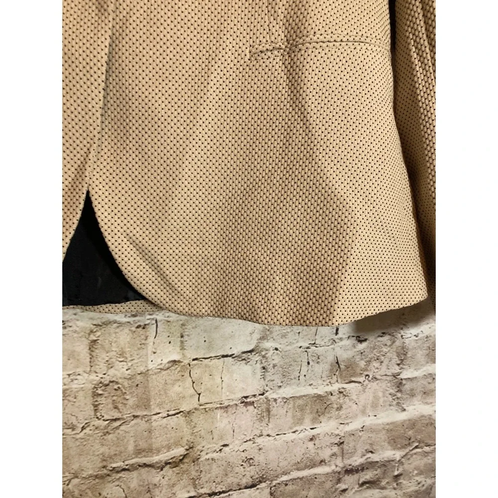 ZARA Zara Perforated Embroidery Blazer 14 Tan with Black‎ Speckles One Button
